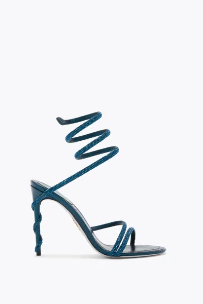 René Caovilla Margot Teal Sandal 105 In Blue