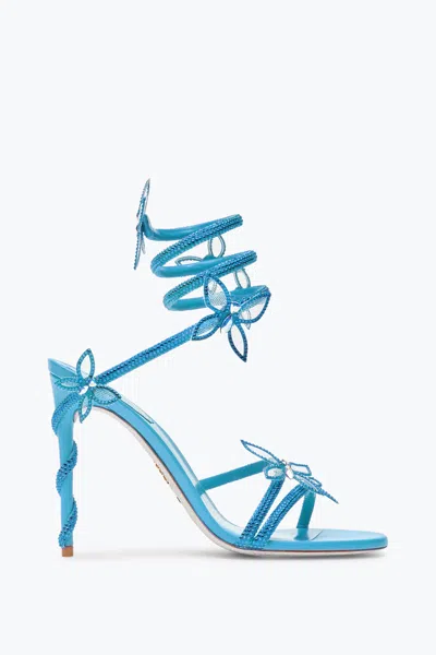 René Caovilla Margot Turquoise Butterfly Sandal 105 In Blue