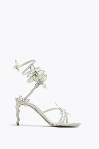 René Caovilla Margot White Sandal With Butterflies 80