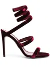 René Caovilla Cleo 110mm Velvet-finish Sandals In Maroon