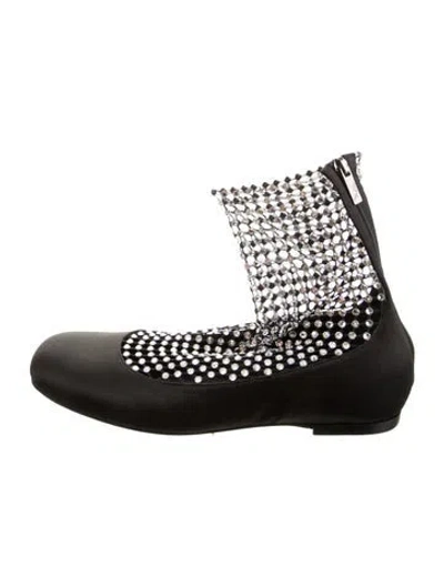 Pre-owned René Caovilla Mesh Ballet Flats In Black