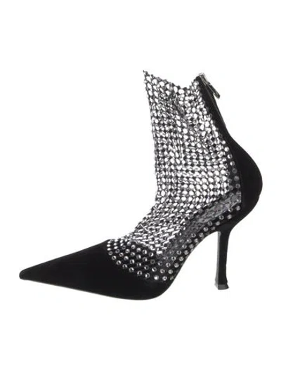 Pre-owned René Caovilla Mesh Boots In Black/silver
