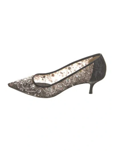 Pre-owned René Caovilla Mesh Crystal Embellishments Pumps In Black