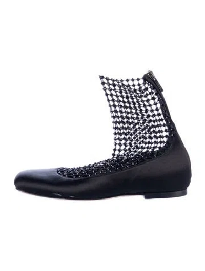 Pre-owned René Caovilla Mesh Lace Pattern Ballet Flats In Black