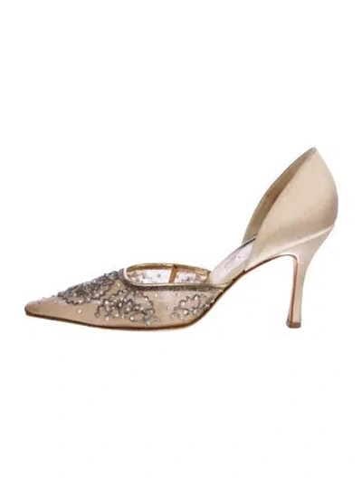Pre-owned René Caovilla Mesh Patterned D'orsay Pumps In Pink