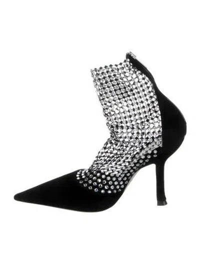 Pre-owned René Caovilla Mesh Patterned Sock Boots In Silver