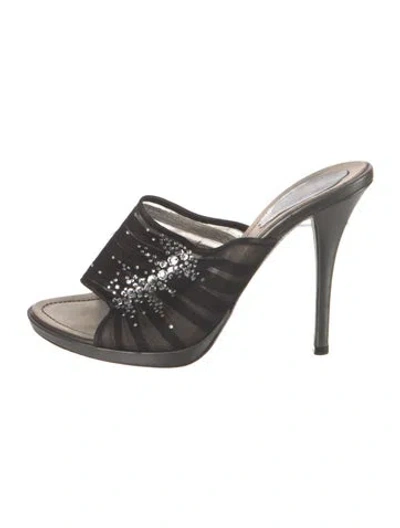 Pre-owned René Caovilla Mesh Slides In Black