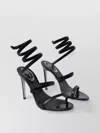 René Caovilla Metal Strappy Stiletto Heel Sandals In Black