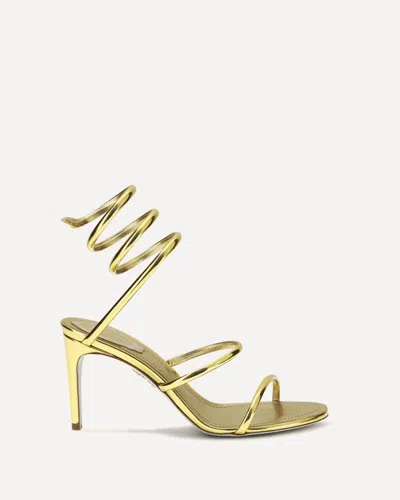 René Caovilla Metallic Cleo Sandals In Leather In Gold
