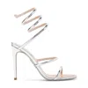 René Caovilla Silver Open Toe Heels