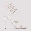 René Caovilla Silver Open Toe Heels In Silver
