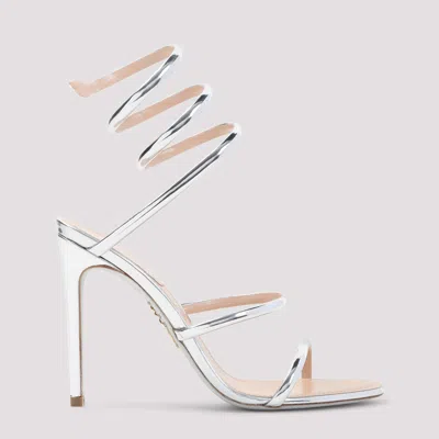 René Caovilla Mirror Snake Sandals In Silver
