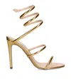 René Caovilla Mirrored Leather Minimal Cleo Sandals 105 In Gold