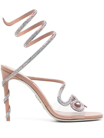 René Caovilla Morgana 100mm Rhinestone-embellished Sandals In Pink