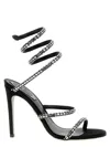 René Caovilla Cleo Black Sandal With Crystal Baguette 105 In Multicolor