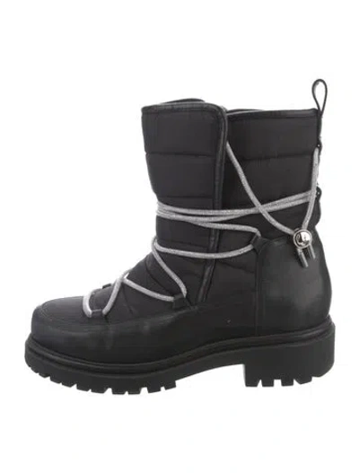 Pre-owned René Caovilla Nylon Crystal Embellishments Combat Boots In Black