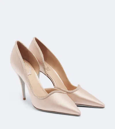René Caovilla Onda Embellished Satin Pumps In Pink