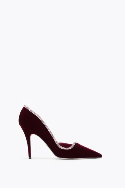 René Caovilla Onda Pump Bordeaux Velvet/crystal Strass Pump