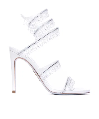 René Caovilla Open-toe High-heeled Sandals In White