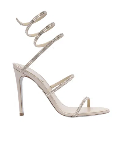 René Caovilla Cleo Embellished Heeled Sandals In Gray