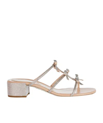 René Caovilla Open-toed High-heeled Sandals In White