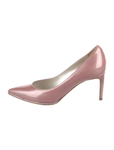 Pre-owned René Caovilla Patent Leather Crystal Embellishments Pumps In Pink