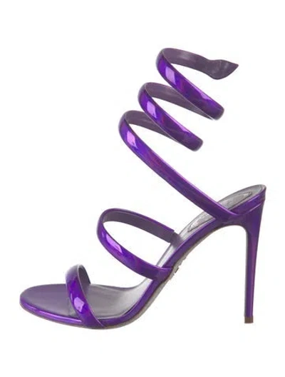 Pre-owned René Caovilla Patent Leather Sandals In Purple