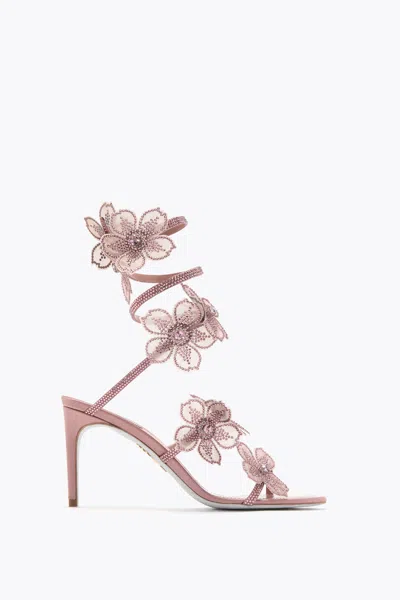 René Caovilla Peach Flower Blush Pink Sandal 80