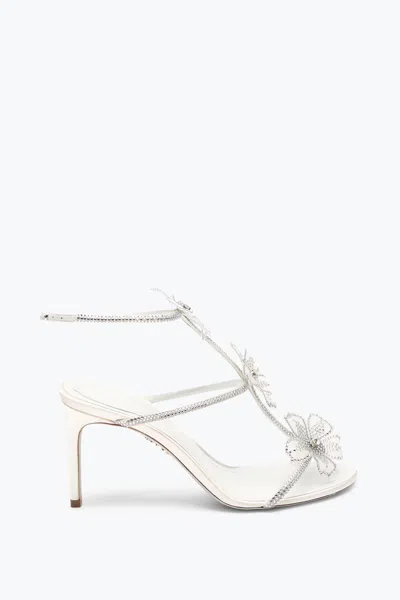 René Caovilla Peach Flower Ivory Sandal 80 In White