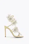 René Caovilla Peach Flower Lemon Yellow Sandal 105 In Yellow