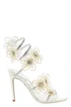 René Caovilla Peach Flower Sandals In White