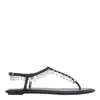 René Caovilla Flat Sandals Adorned Open Toe In Black