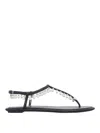 René Caovilla Flat Sandals Adorned Open Toe In Negro