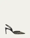 René Caovilla Pearly Stud Lace Slingback Pumps In Black Pearl