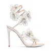 René Caovilla Pink Floral Heels In Neutral