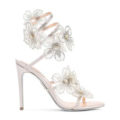 René Caovilla Pink Floral Heels In Neutral
