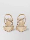 René Caovilla Pointed Toe Satin Sandal With Embellished Straps