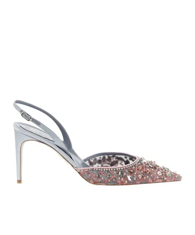 René Caovilla Cinderella Slingback Sandals Floral Stone Design In Multi