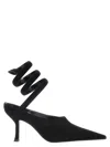 René Caovilla Cleopatra Suede Snake-wrap Pumps In Black