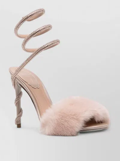 René Caovilla Pumps Heel Detail Fur Spiral Strap In Multi