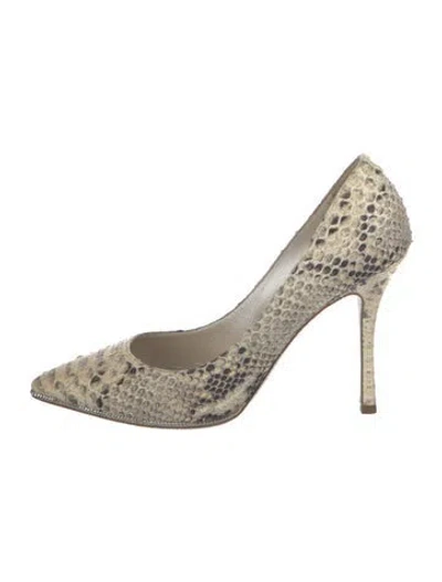Pre-owned René Caovilla Python Animal Print Pumps In Neutral