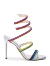 René Caovilla Rainbow Silver Sandal With Multicolored Crystals 105 In Multicolour