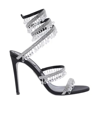 René Caovilla Chandelier 105 Rhinestone Embellished Sandals In Black
