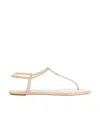 René Caovilla Diana Crystal-embellished Flat Sandals In Nude