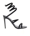 René Caovilla Snake-wrap Satin Stiletto Sandals In Black