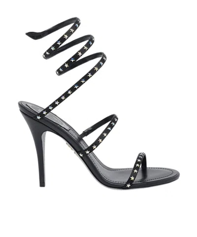 René Caovilla Ren Caovilla Star Embellished Open Toe Sandals In Black