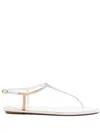 René Caovilla Diana Ivory Sandal With Gold And Silver Crystals 10 In White