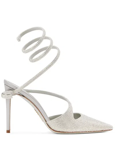 René Caovilla Rhinestone-embellished Asymmetric Pumps In Grey