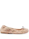 René Caovilla Rhinestone-embellished Ballerina Shoes In Neutrals
