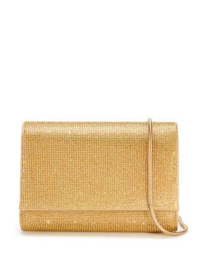 René Caovilla Rhinestone-embellished Clutch Bag In Gold